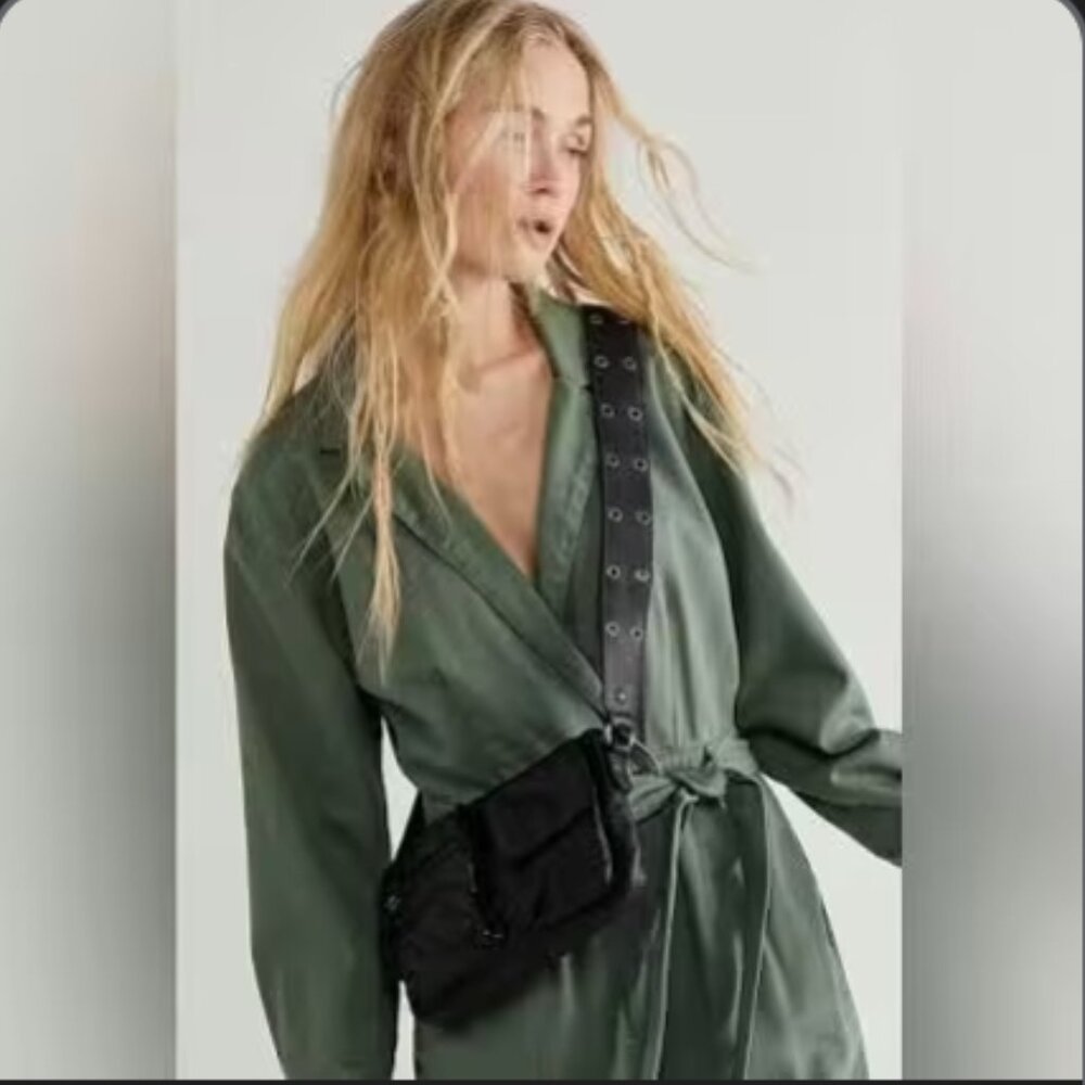 Free people wade purse crossbody bag black leather